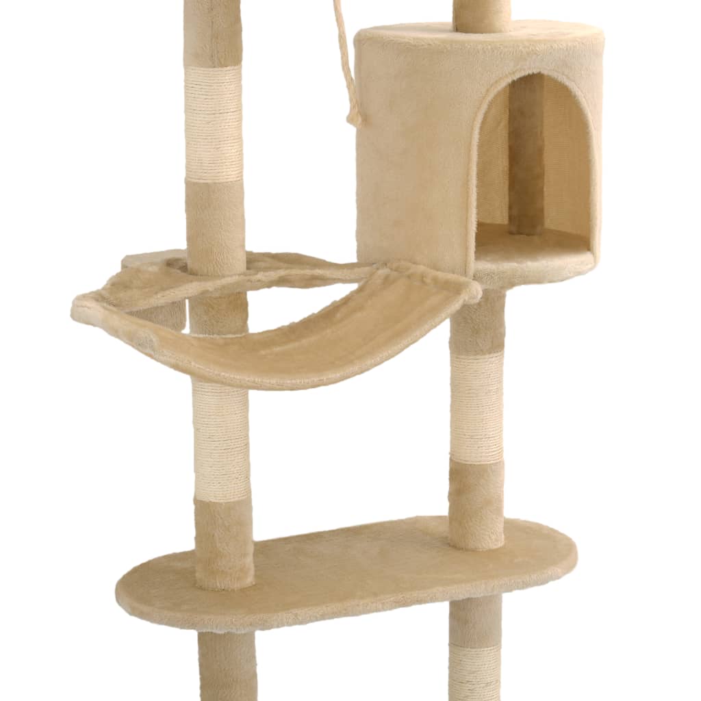 Albero per Gatti con Tiragraffi in Sisal da Parete 194 cm Beige - homemem39