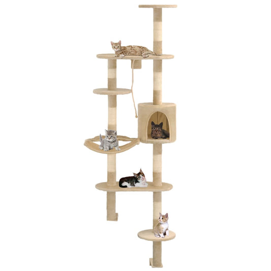 Albero per Gatti con Tiragraffi in Sisal da Parete 194 cm Beige - homemem39