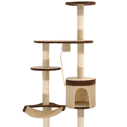 Albero Gatti Tiragraffi in Sisal a Muro 194 cm Beige e Marrone - homemem39