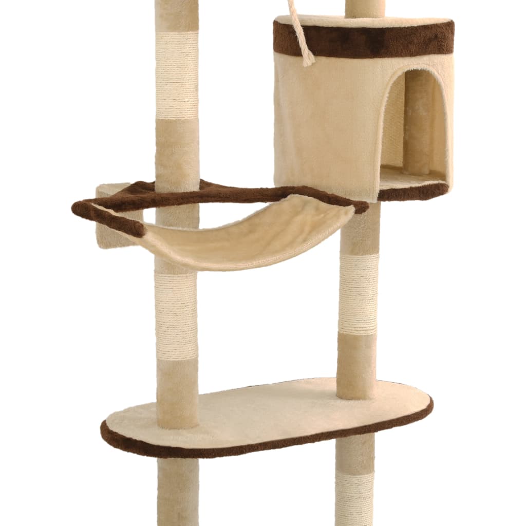 Albero Gatti Tiragraffi in Sisal a Muro 194 cm Beige e Marrone - homemem39