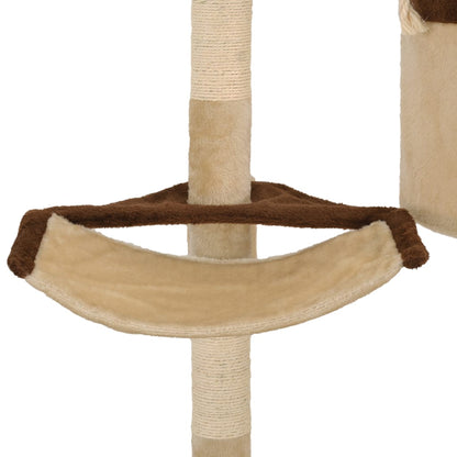 Albero Gatti Tiragraffi in Sisal a Muro 194 cm Beige e Marrone - homemem39