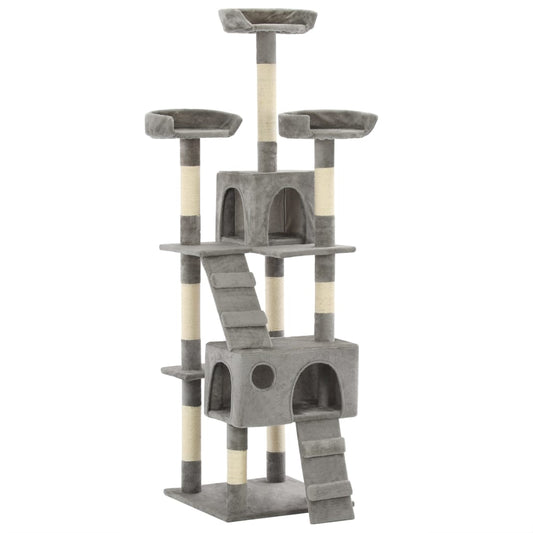 Albero per Gatti con Tiragraffi in Sisal 170 cm Grigio - homemem39