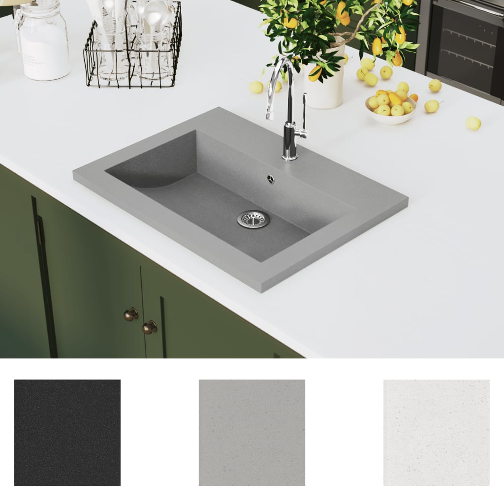 Lavandino in Granito 600x450x120 mm Grigio - homemem39