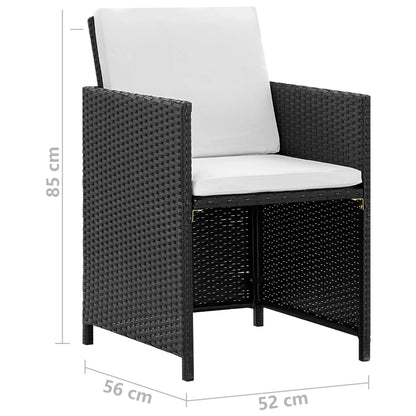 Set da Pranzo da Giardino 5 pz con Cuscini in Polyrattan Nero - homemem39