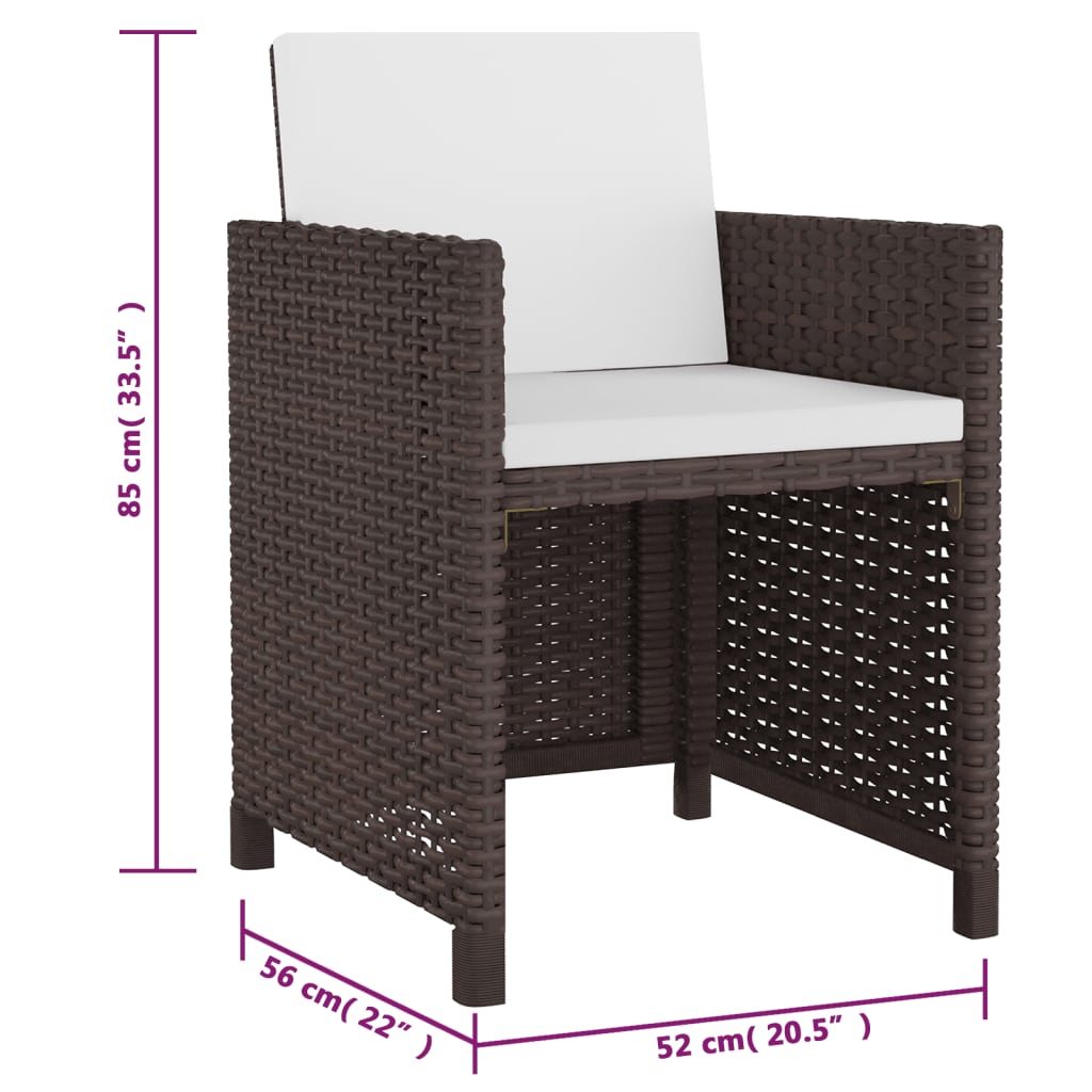 Set da Pranzo da Giardino 5 pz con Cuscini Polyrattan Marrone - homemem39