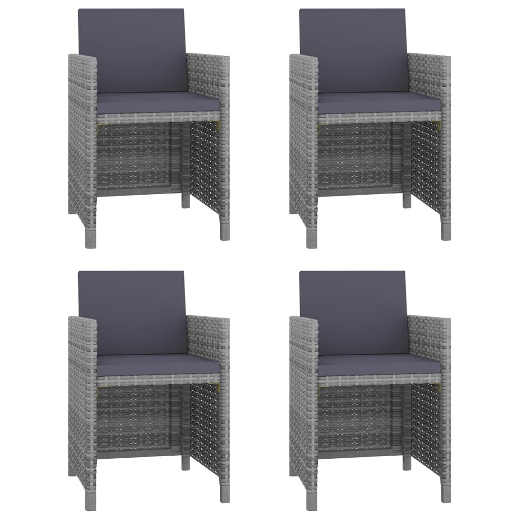 Set da Pranzo da Giardino 5 pz con Cuscini in Polyrattan Grigio - homemem39