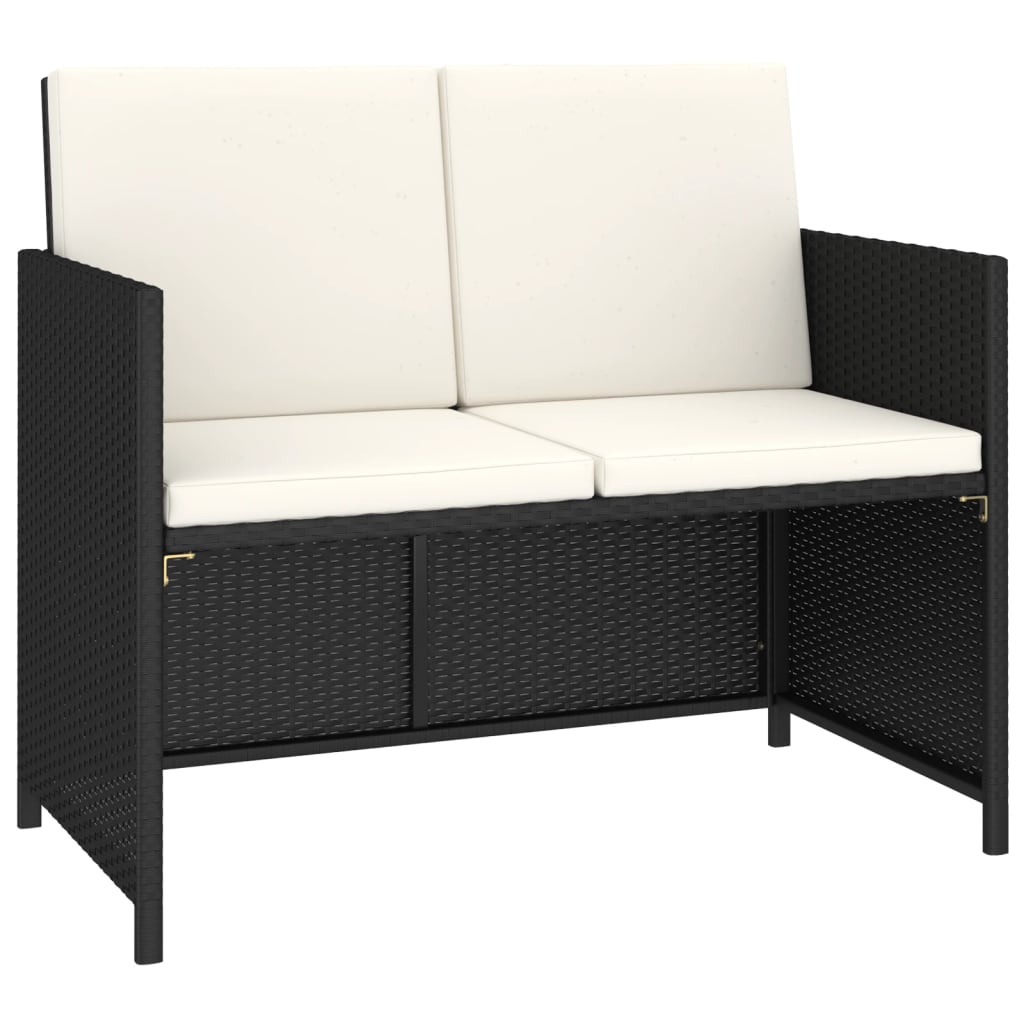 Set da Pranzo per Esterni 6 pz con Cuscini in Polyrattan Nero - homemem39