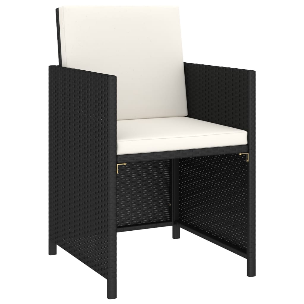 Set da Pranzo per Esterni 6 pz con Cuscini in Polyrattan Nero - homemem39