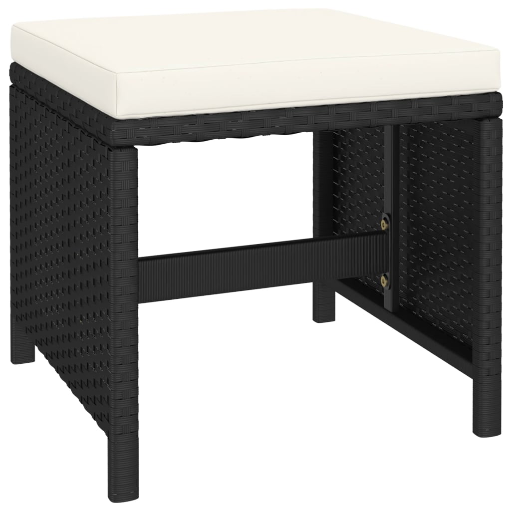 Set da Pranzo per Esterni 6 pz con Cuscini in Polyrattan Nero - homemem39