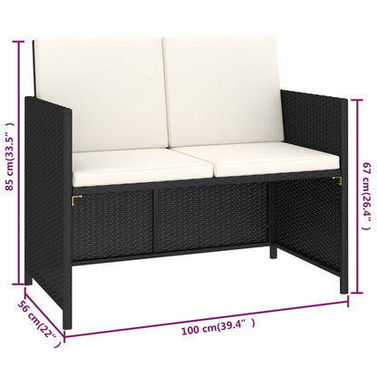 Set da Pranzo per Esterni 6 pz con Cuscini in Polyrattan Nero - homemem39