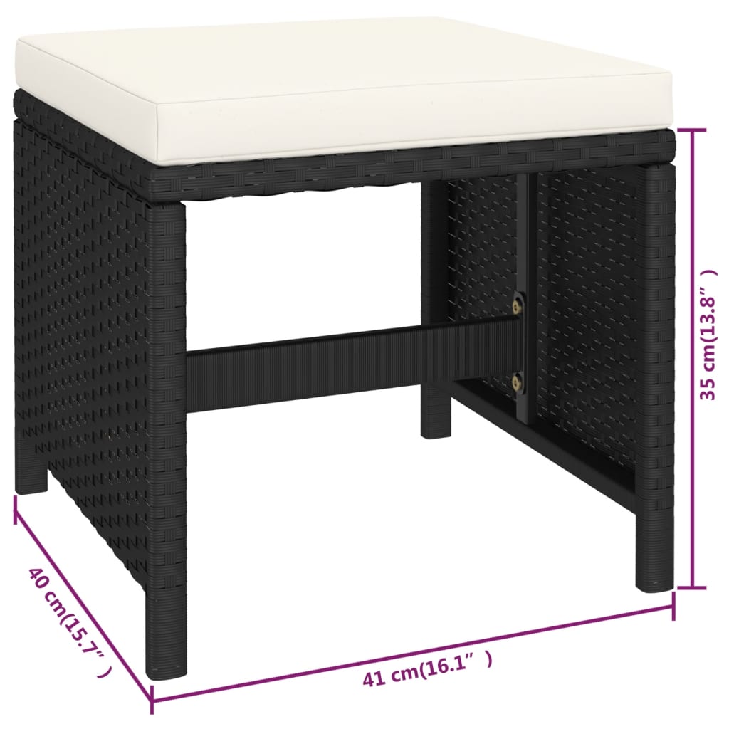 Set da Pranzo per Esterni 6 pz con Cuscini in Polyrattan Nero - homemem39