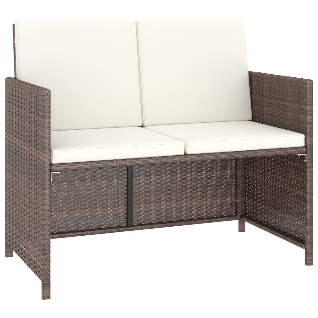 Set da Pranzo da Giardino 6 pz con Cuscini Polyrattan Marrone - homemem39