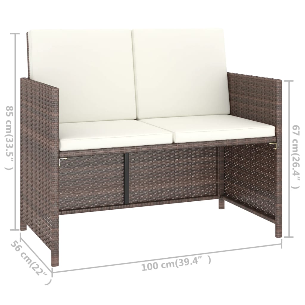 Set da Pranzo da Giardino 6 pz con Cuscini Polyrattan Marrone - homemem39