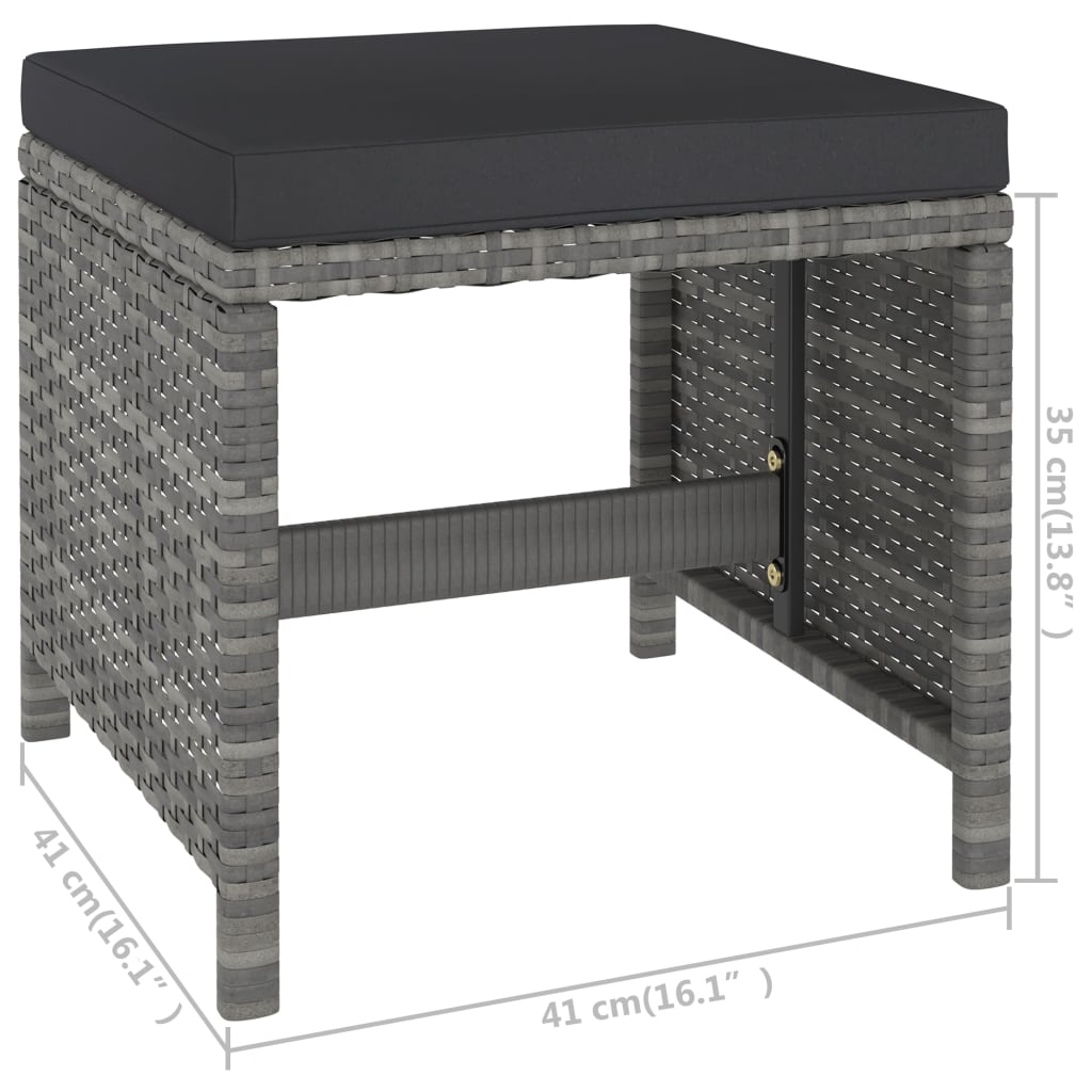 Set da Pranzo da Giardino 6 pz con Cuscini in Polyrattan Grigio - homemem39