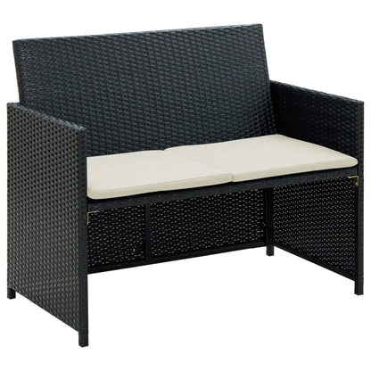 Divano da Giardino a 2 Posti con Cuscini in Polyrattan Nero - homemem39