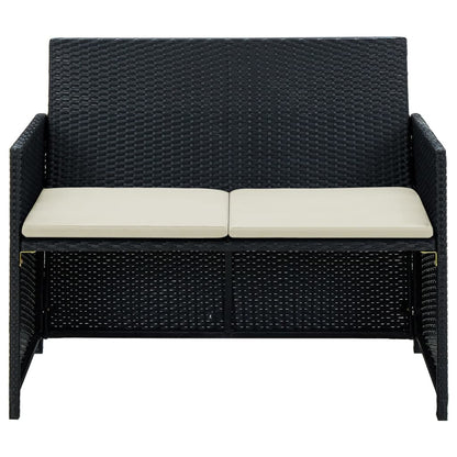 Divano da Giardino a 2 Posti con Cuscini in Polyrattan Nero - homemem39