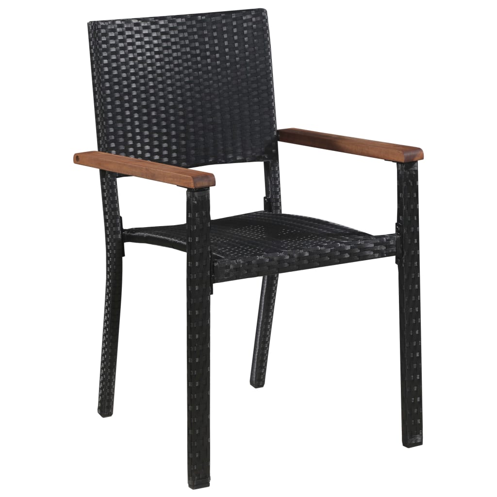 Set da Pranzo da Giardino 5 pz in Polyrattan e Acacia Nero - homemem39