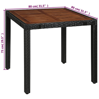 Set da Pranzo da Giardino 5 pz in Polyrattan e Acacia Nero - homemem39