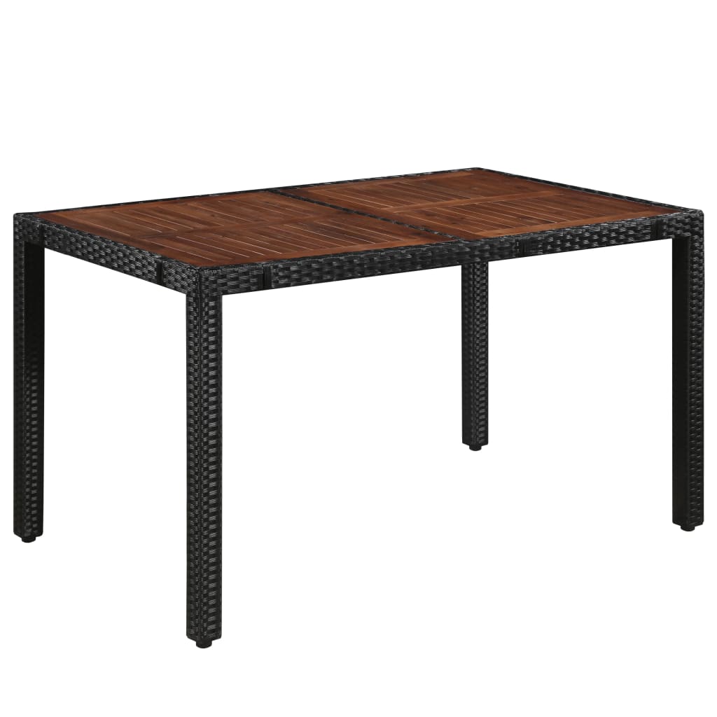 Set da Pranzo da Giardino 7 pz in Polyrattan e Acacia Nero - homemem39