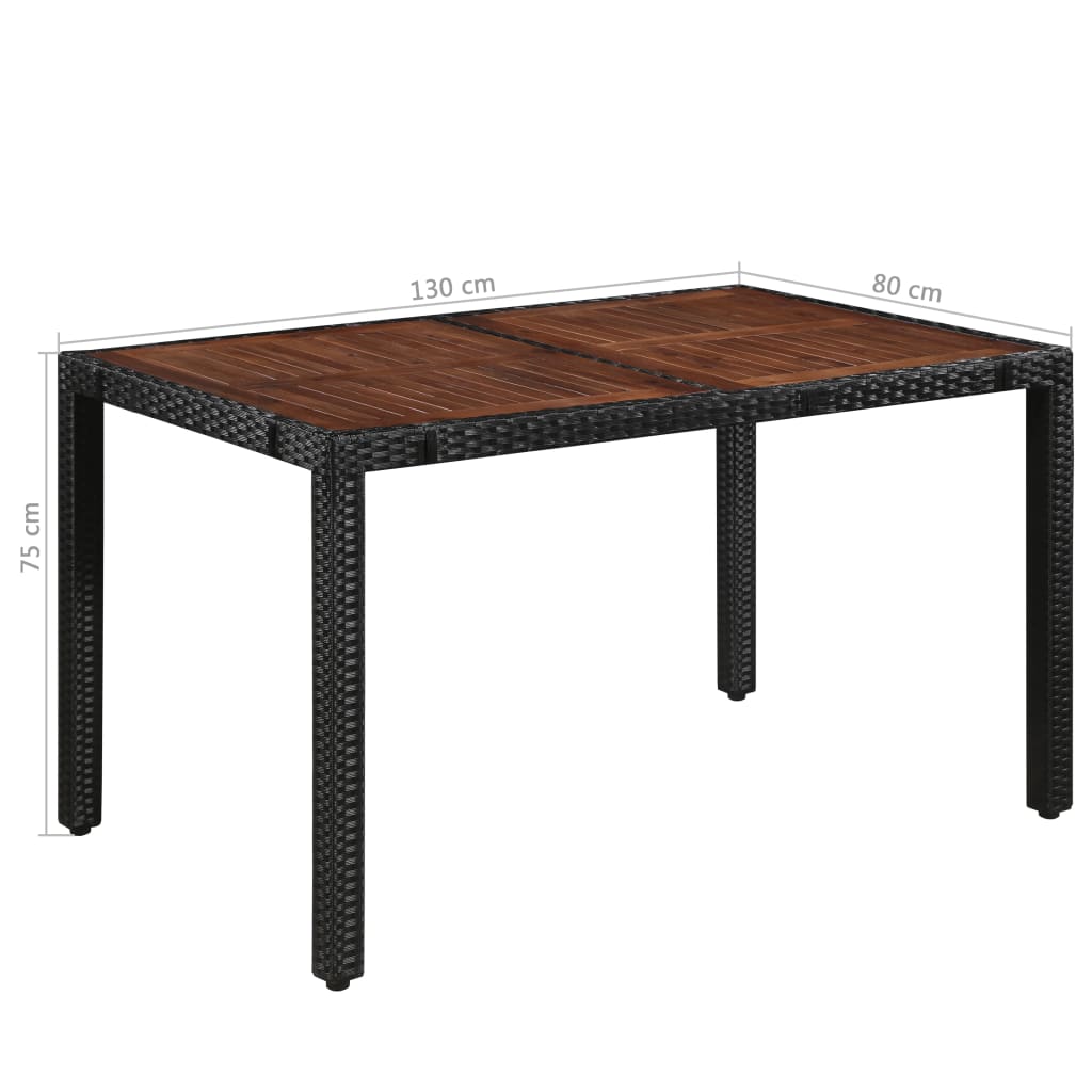 Set da Pranzo da Giardino 7 pz in Polyrattan e Acacia Nero - homemem39