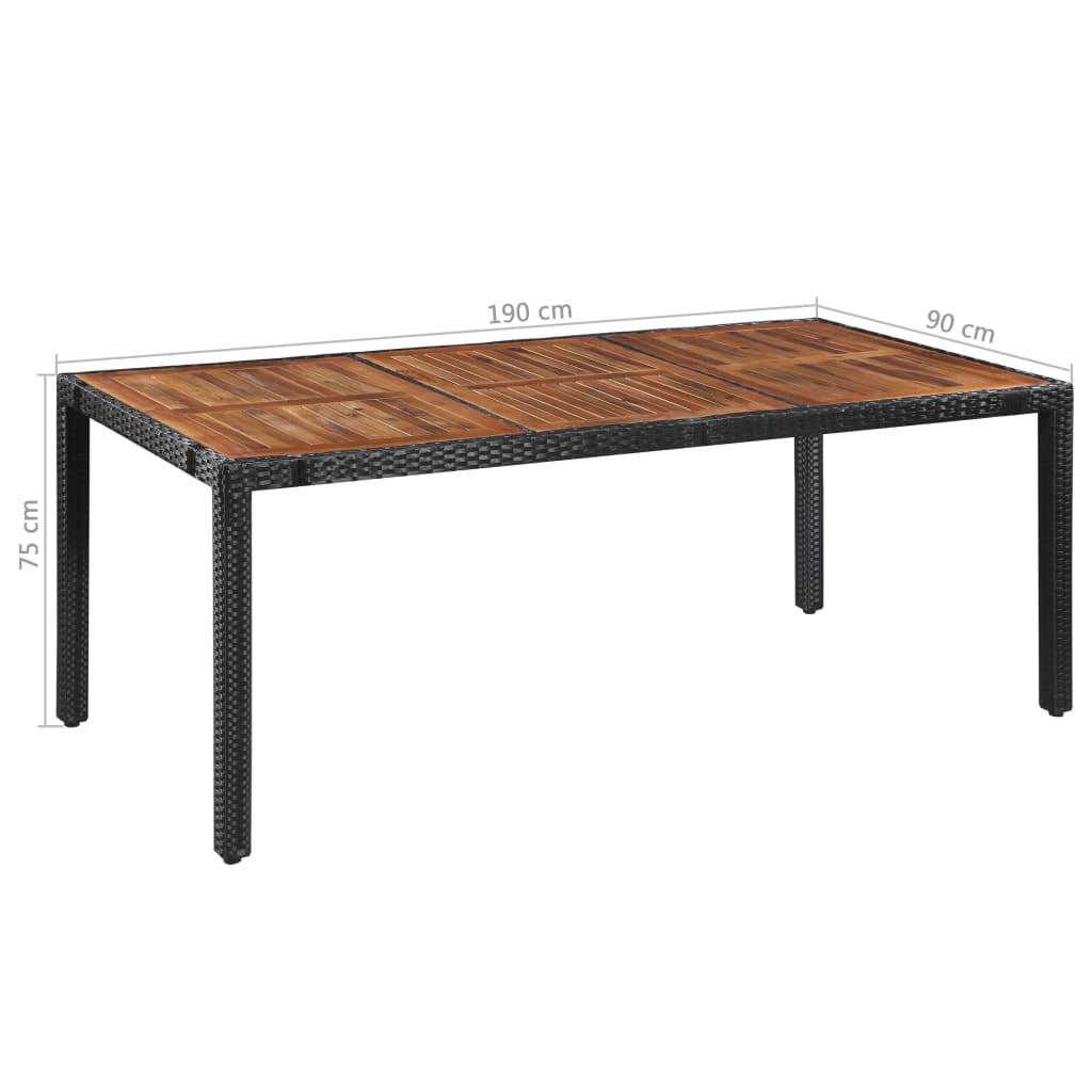 Set da Pranzo da Giardino 9 pz in Polyrattan e Acacia Nero - homemem39