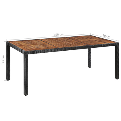 Set da Pranzo da Giardino 9 pz in Polyrattan e Acacia Nero - homemem39