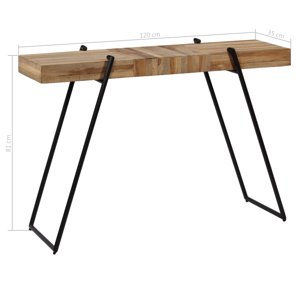 Tavolo Consolle in Legno di Teak Rigenerato 120x35x81 cm - homemem39