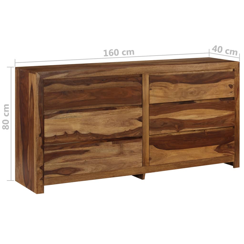 Cassettiera in Legno Massello di Sheesham 160x40x80 cm - homemem39