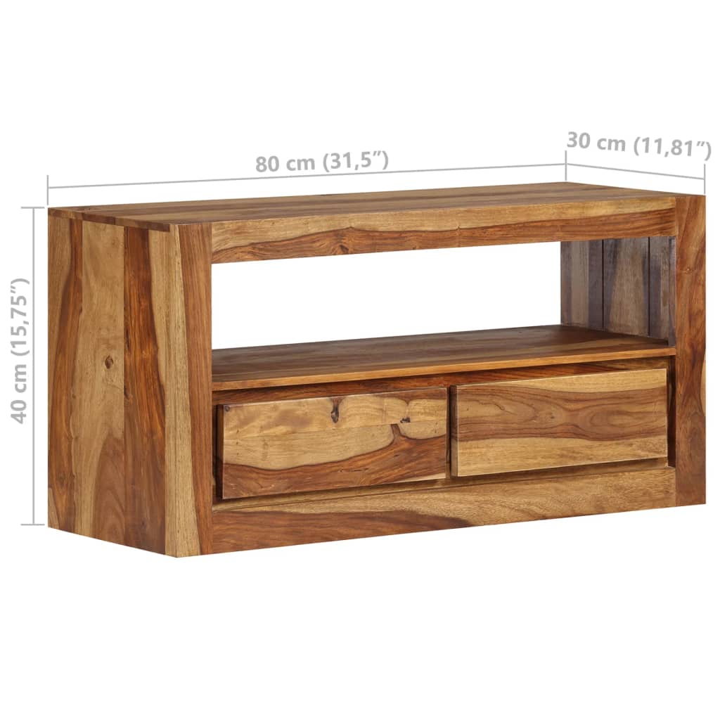 Mobile Porta TV in Legno Massello di Sheesham 80x30x40 cm - homemem39