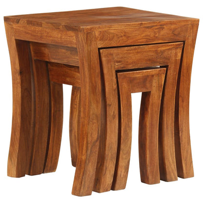 Tavolini Impilabili 3 pz Massello di Acacia 50x35x50 cm Marrone - homemem39