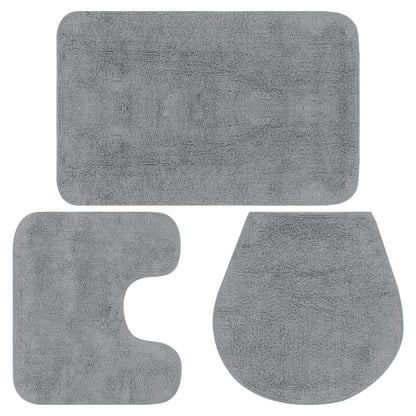 Set Tappetini per Bagno 3 pz in Tessuto Grigio - homemem39