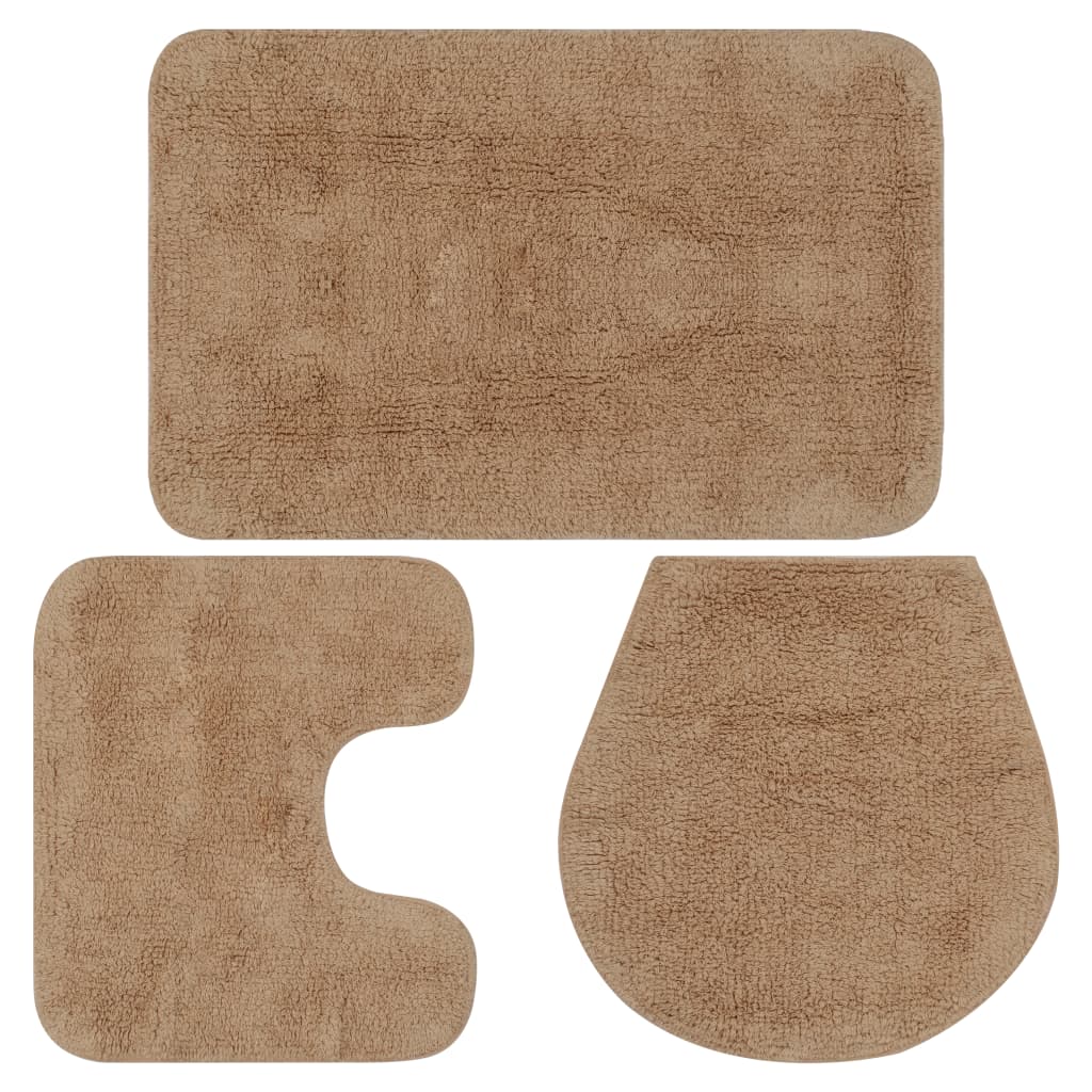 Set Tappetini per Bagno 3 pz in Tessuto Beige - homemem39