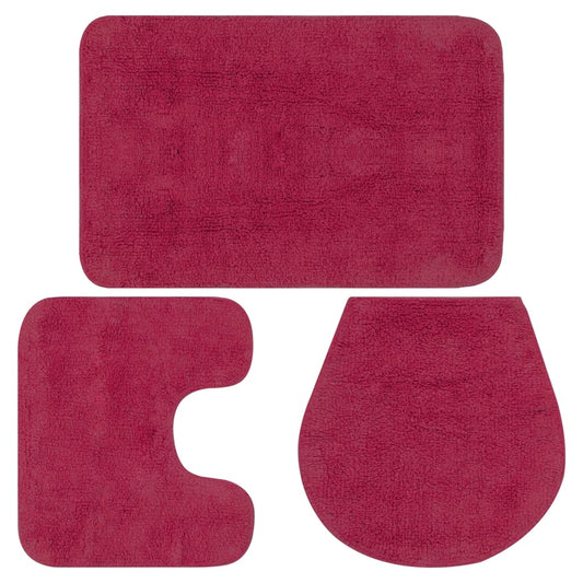 Set Tappetini per Bagno 3 pz in Tessuto Fucsia - homemem39