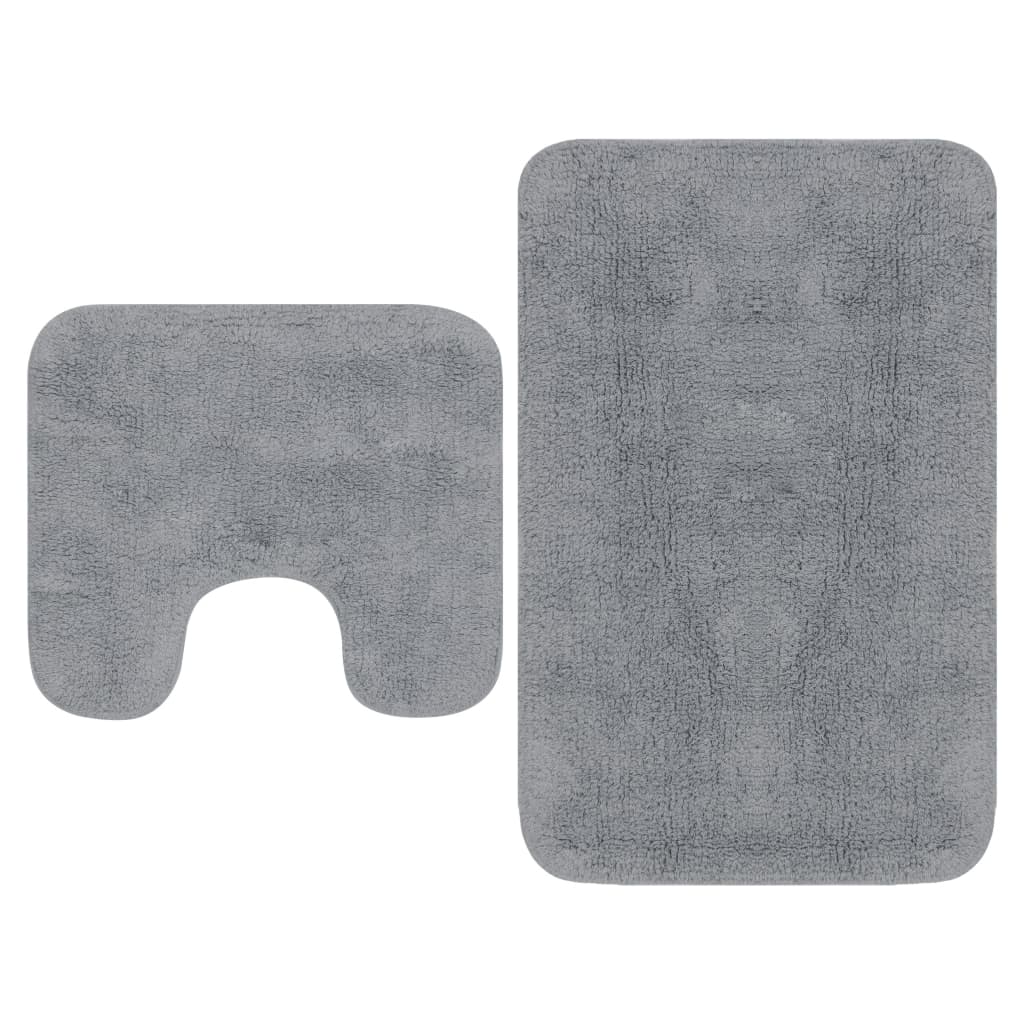 Set Tappetini per Bagno 2 pz in Tessuto Grigio - homemem39