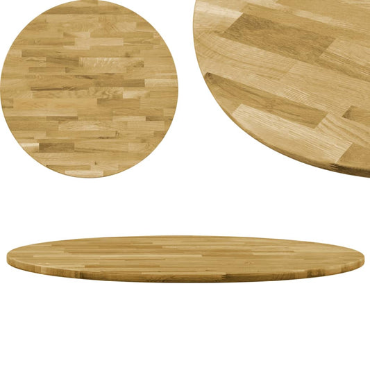 Piano del Tavolo Legno Massello di Rovere Circolare 23mm 500mm - homemem39