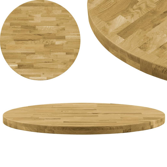 Piano del Tavolo Legno Massello di Rovere Circolare 44mm 400mm - homemem39