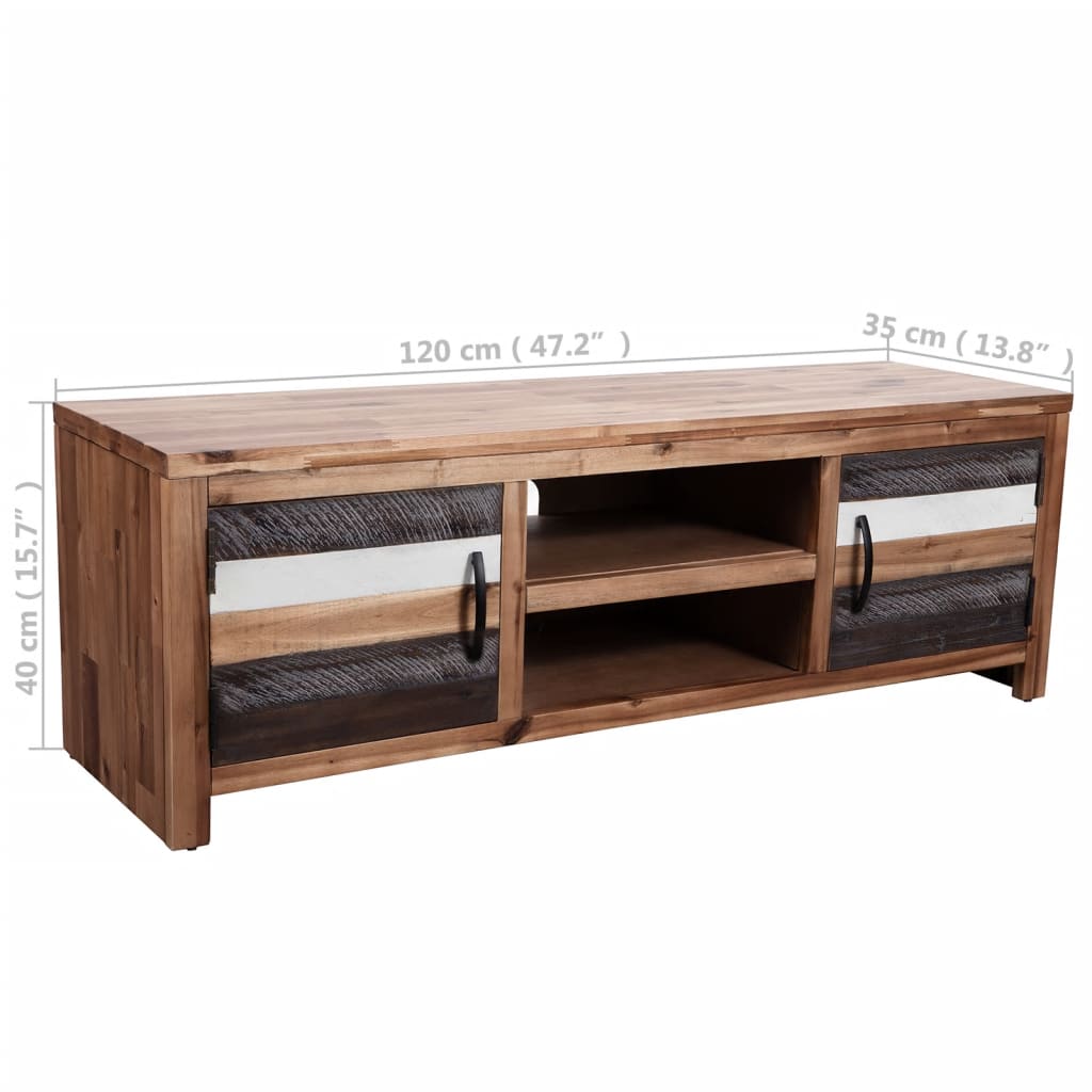 Mobile Porta TV in Legno Massello di Acacia 120x35x40 cm - homemem39