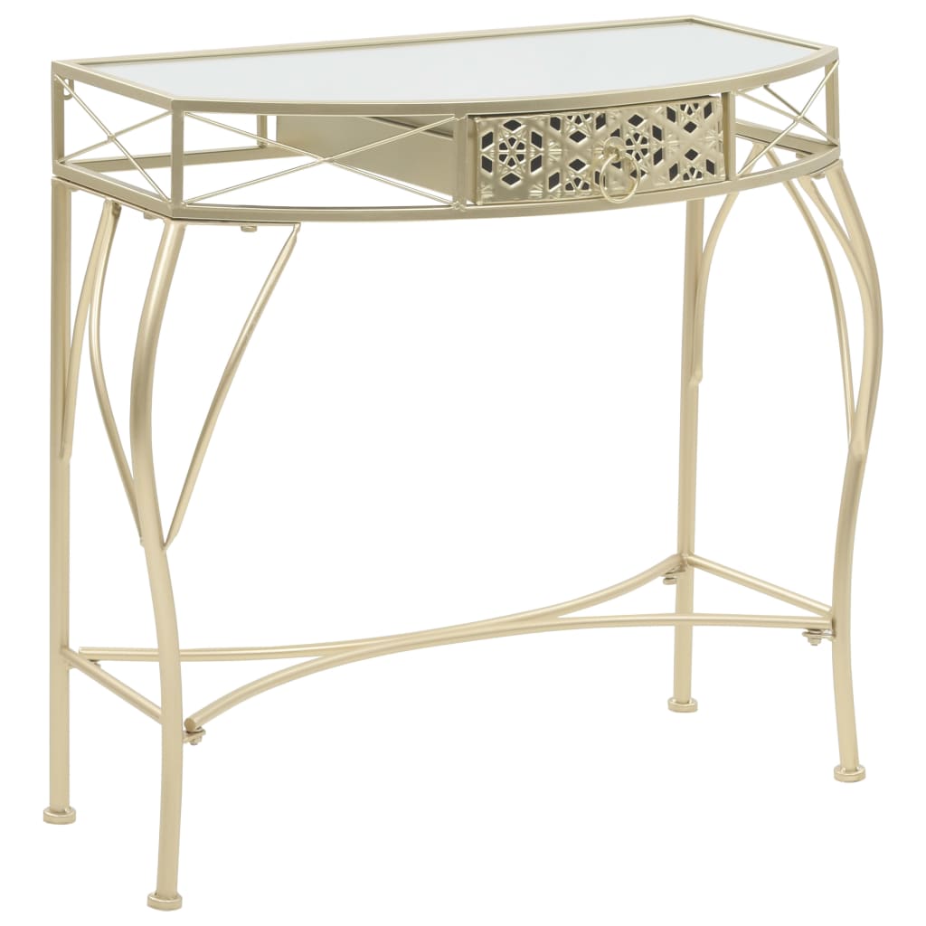 Tavolino Laterale in Stile Francese in Metallo 82x39x76 cm Oro - homemem39