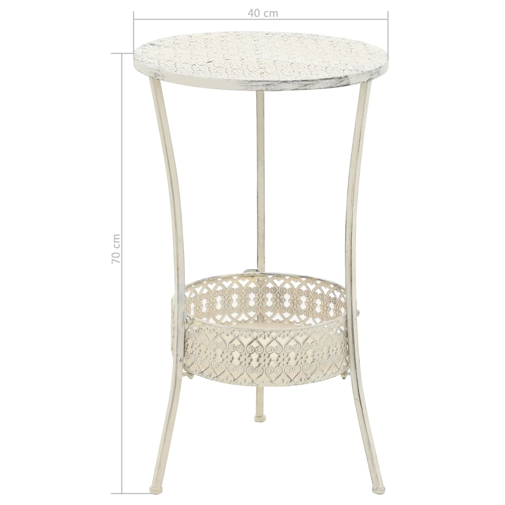 Tavolino da Bar Vintage Circolare in Metallo 40x70cm Bianco - homemem39