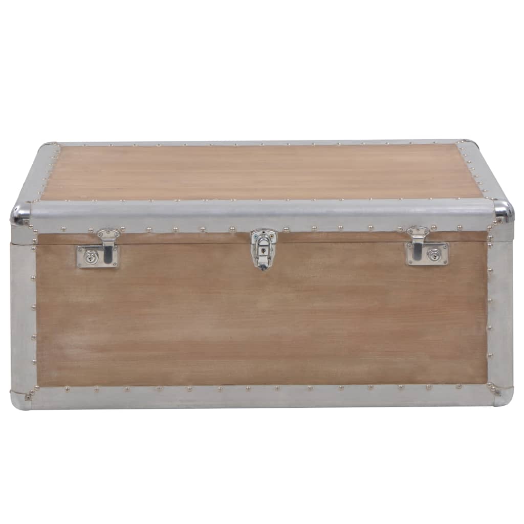 Baule Portaoggetti in Massello di Abete 91x52x40cm Marrone - homemem39