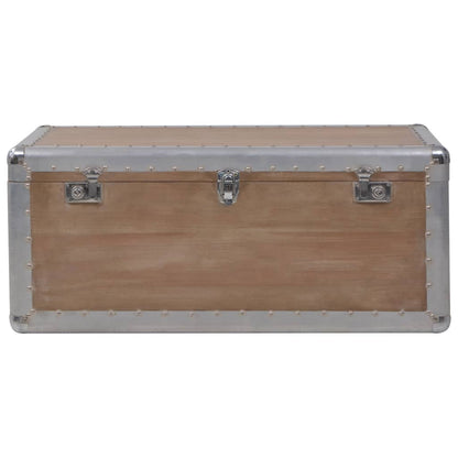 Baule Portaoggetti in Massello di Abete 91x52x40cm Marrone - homemem39