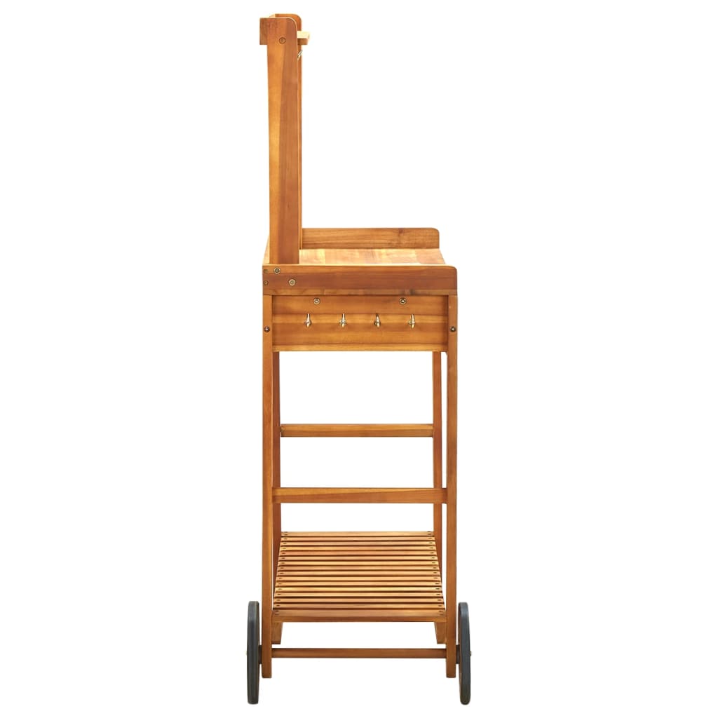 Carrello da Cucina da Giardino in Acacia 92x43,5x141,5 cm - homemem39