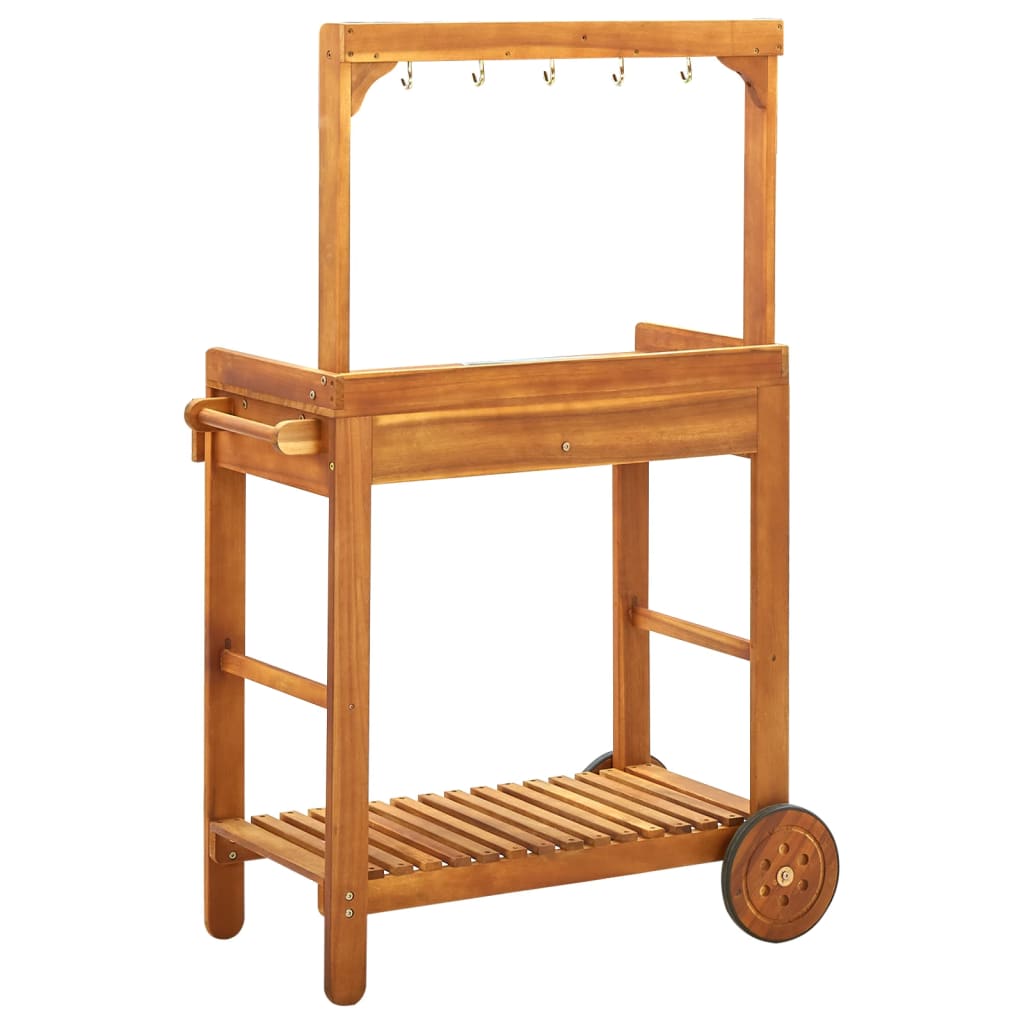 Carrello da Cucina da Giardino in Acacia 92x43,5x141,5 cm - homemem39