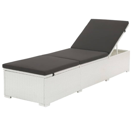 Lettino Prendisole con Cuscino in Polyrattan Bianco - homemem39