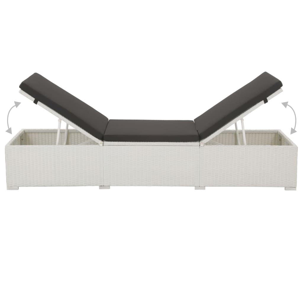 Lettino Prendisole con Cuscino in Polyrattan Bianco - homemem39