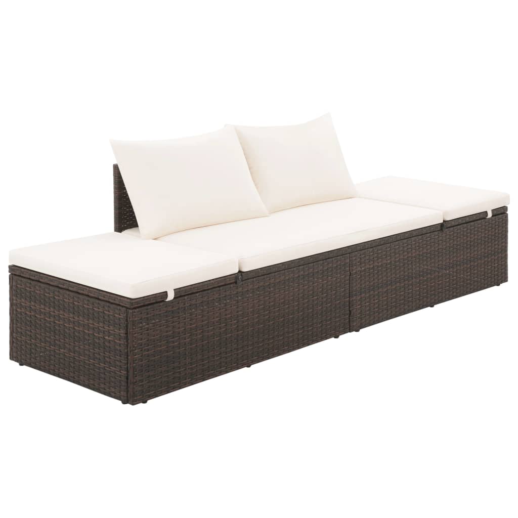 Lettino da Giardino Marrone 195x60 cm in Polyrattan - homemem39