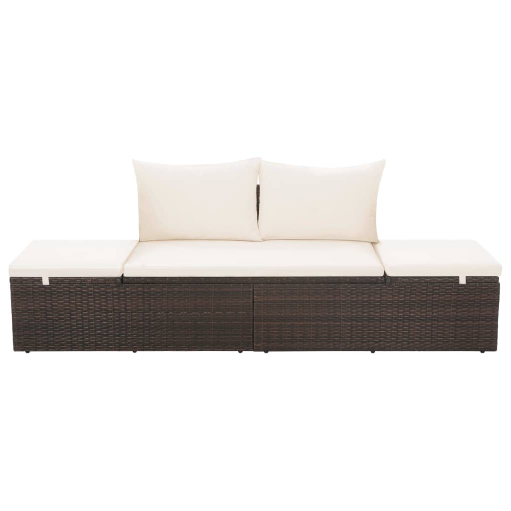 Lettino da Giardino Marrone 195x60 cm in Polyrattan - homemem39