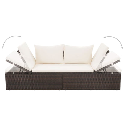 Lettino da Giardino Marrone 195x60 cm in Polyrattan - homemem39