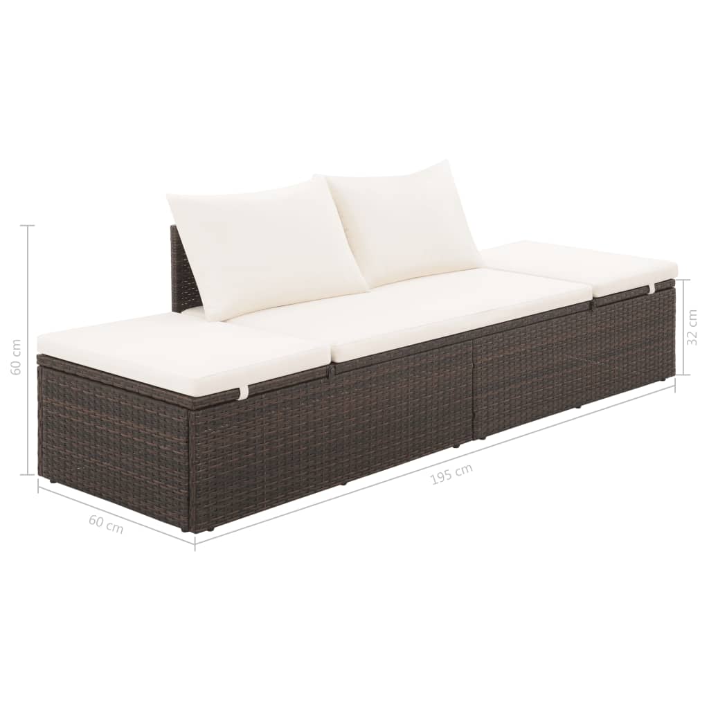 Lettino da Giardino Marrone 195x60 cm in Polyrattan - homemem39