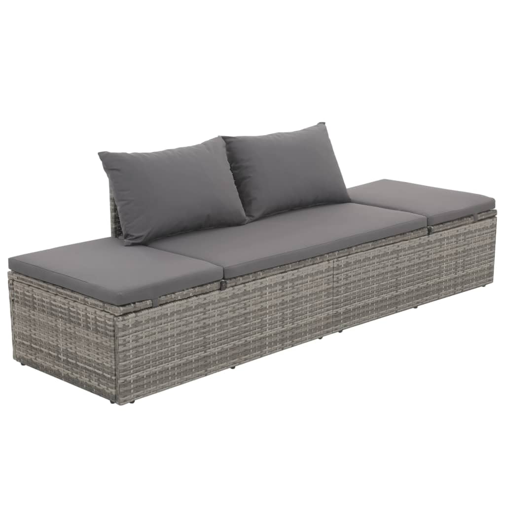 Lettino da Giardino Grigio 195x60 cm in Polyrattan - homemem39